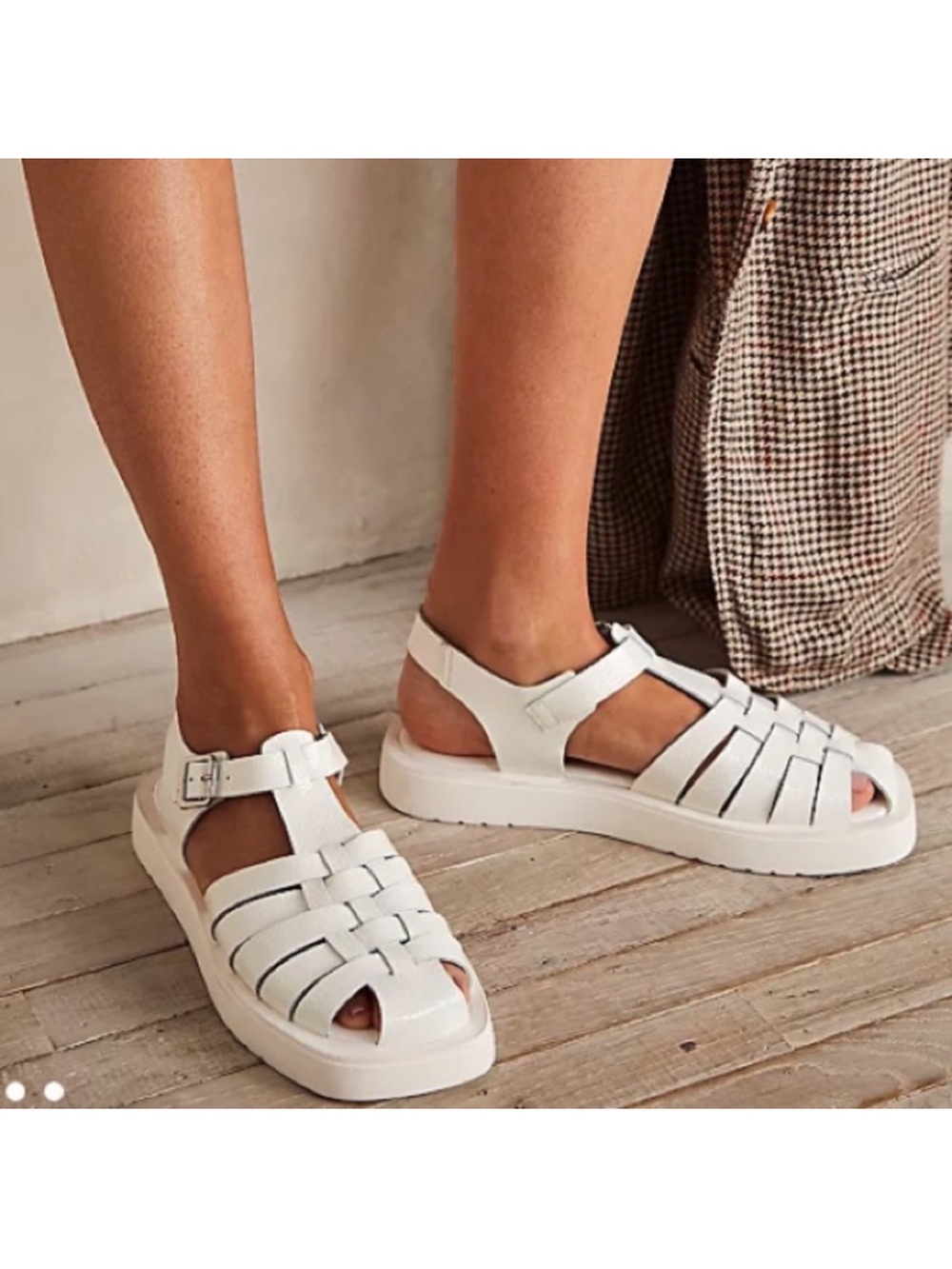 Free People Finn White Fisherman platform sandals
